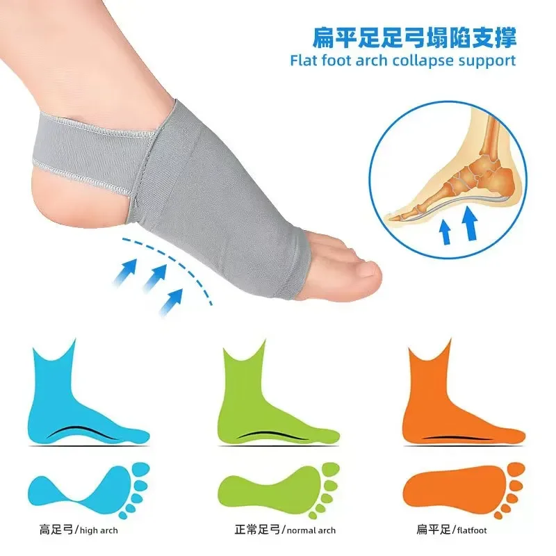 Almohadilla de silicona para el arco del zapato para hombre y mujer, soporte plano para el pie, calcetines para fascitis Plantar, espolones para el talón, alivia el dolor, plantillas ortopédicas