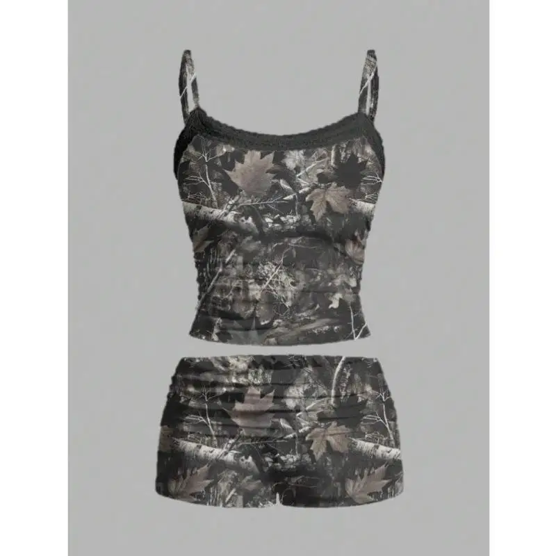 

Le Pattern Lace Set with Strap Women's 7703 Vest Casual Sportswear Seven Sve Autumn Season No Brand HZV3429