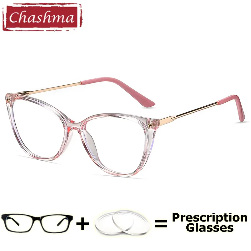 Chashma Fashion Female Glasses Classic Design Cat Eye Eyeglasses Optical Transparent Lens Designer TR90 Light Frames Women