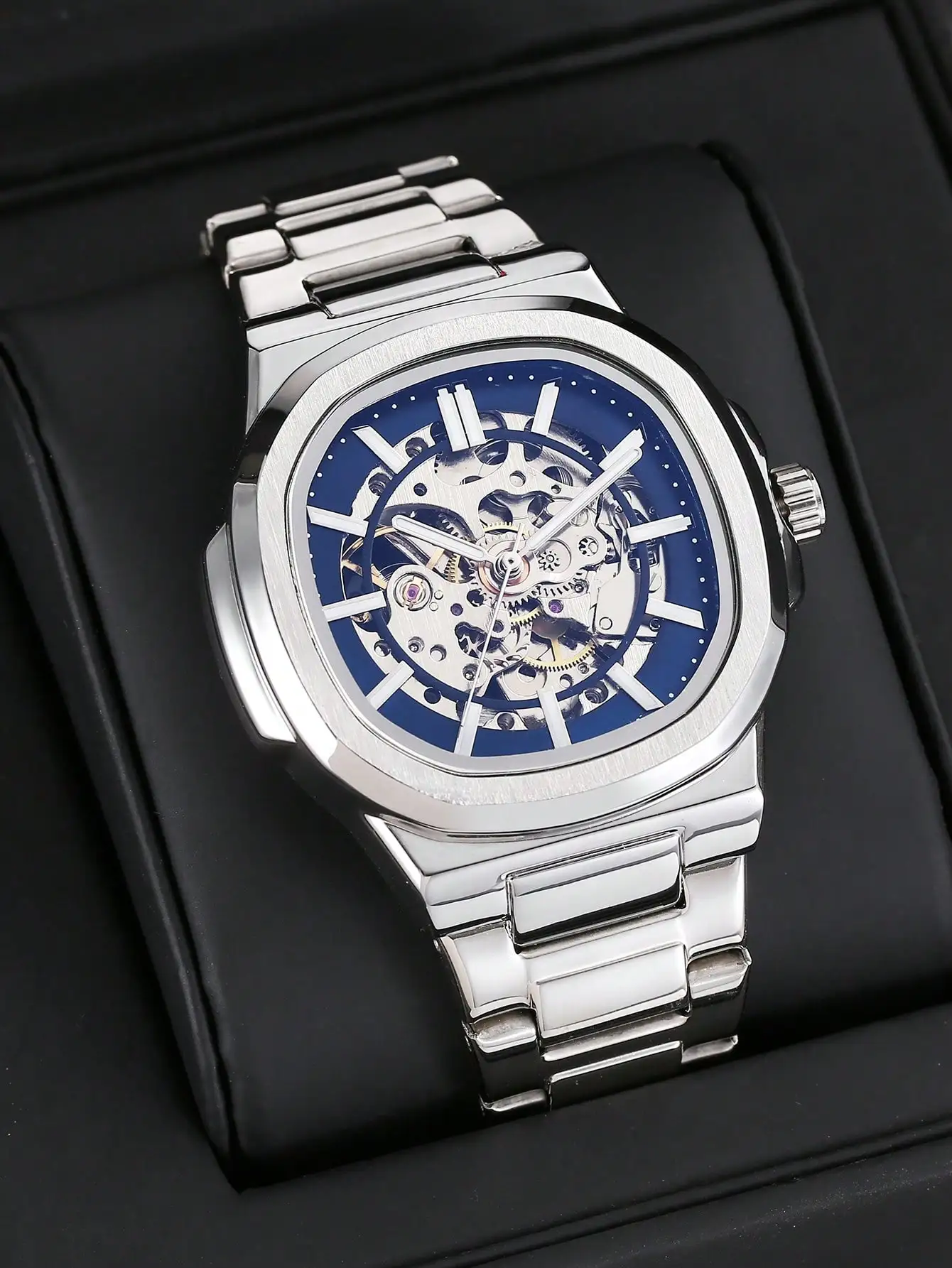 1pc Men's Casual Hollow Tourbillon Automatic Mechanical Watch, Waterproof Luminous Business Wristwatch, Minimalist Fashion Suitable For Students, Back To School Season, Affordable Price