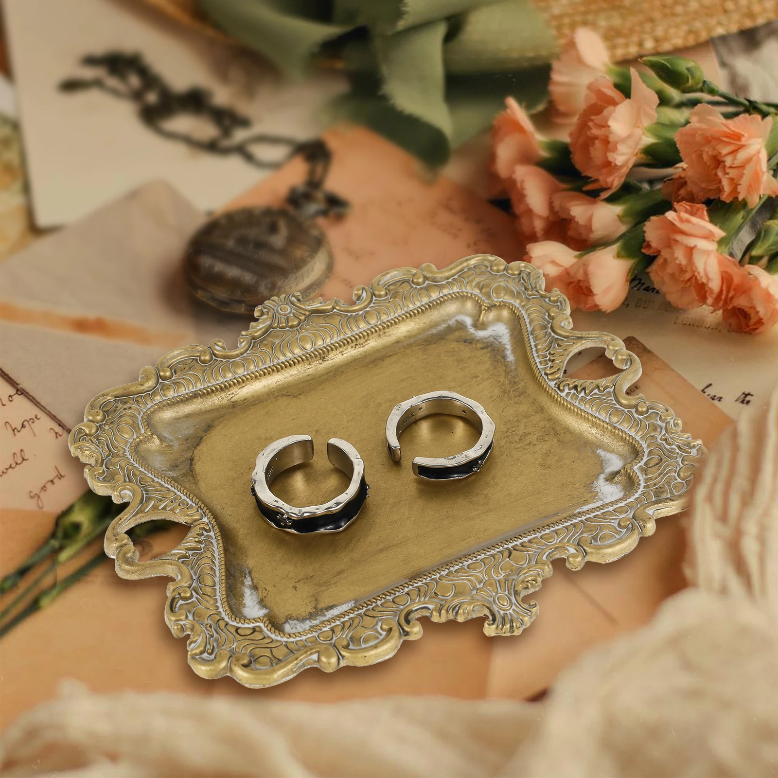 Ring Dish Metal Jewelry Dish Exquisite Jewelry Tray Compact Trinket Dish Decorative Jewelry Dish Tray Vintage Jewelry Bowl