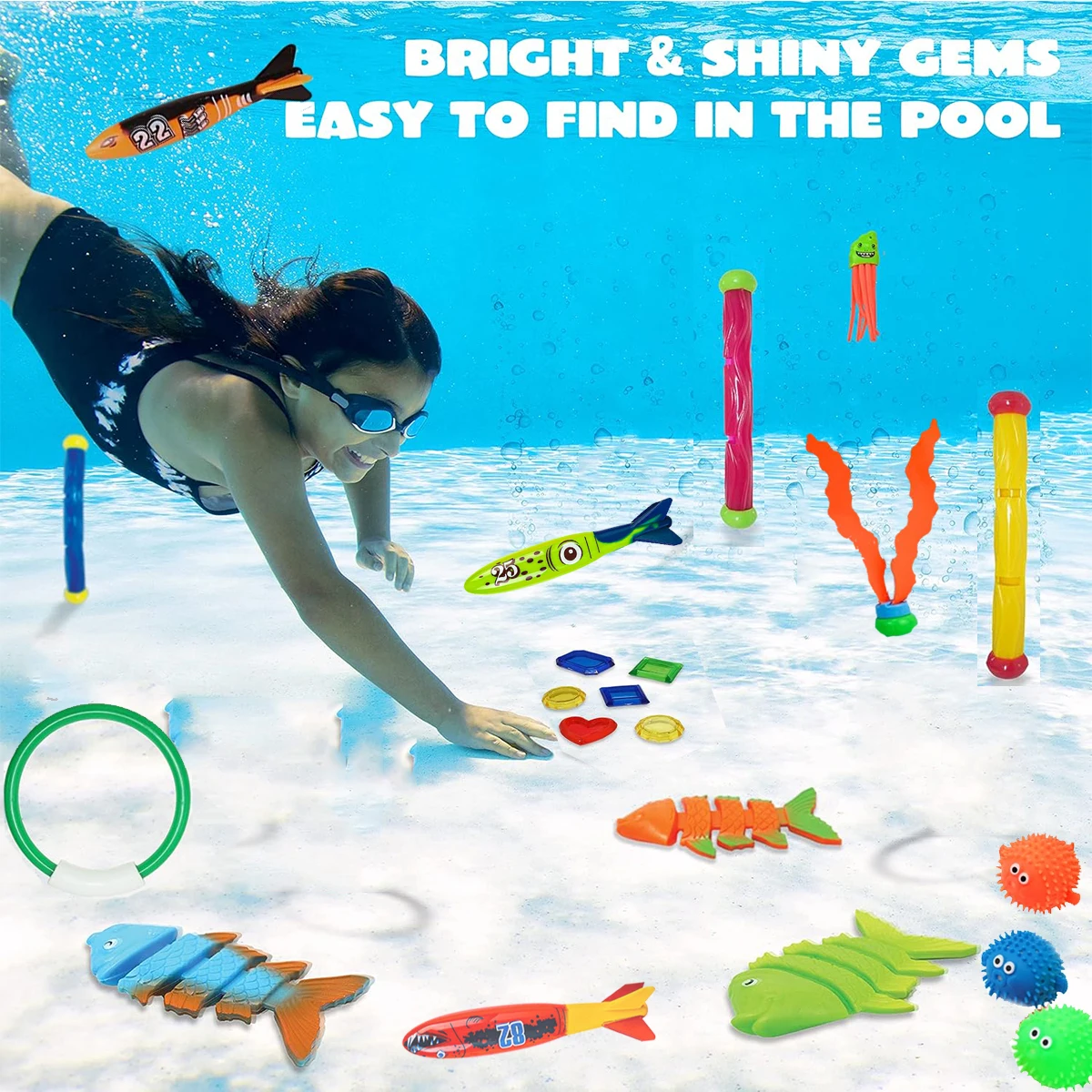 35 ชิ้น/เซ็ตฤดูร้อนของเล่นดําน้ําดําน้ําแหวนปลาตอร์เปโดน้ําใต้น้ําเกมการฝึกอบรมสระว่ายน้ําชุดของขวัญของเล่นสําหรับเด็ก