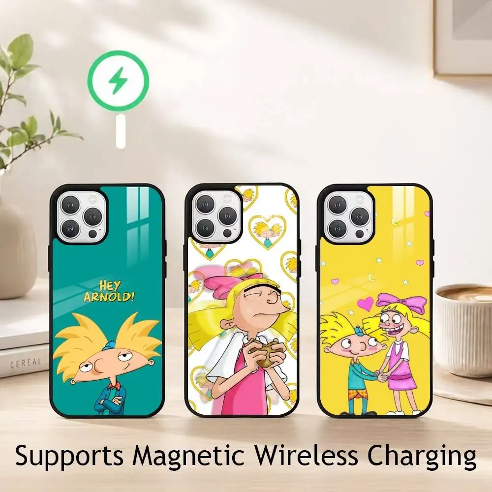 

Cartoon H-Hey A-Arnold H-Helga Phone Case For iPhone17,16,15,14,13,12,11 Plus,Pro Compatible with magnetic wireless charging