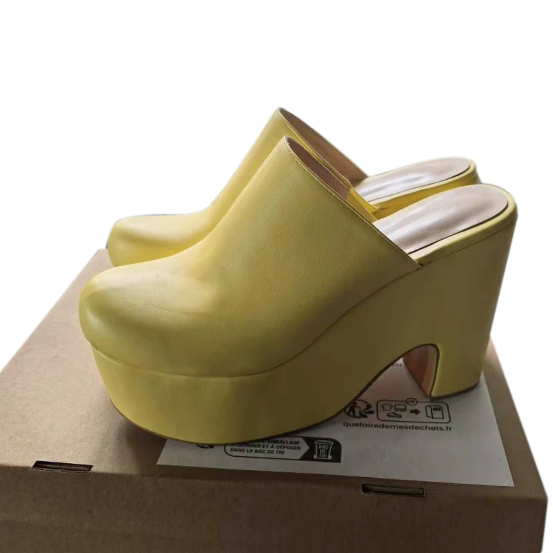 DIZHUANG shoes Fashionable women\'s high-heeled slippers. About 11cm heel height. Closed toe slippers. Wedges slippers. 34-46