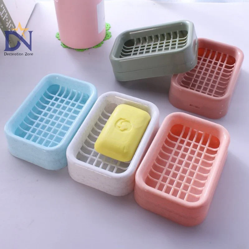 Creative Grid Soap Dish Thickened Double Layer Drain Soap Dish Bathroom Laundry Soap Rack Storage Rack