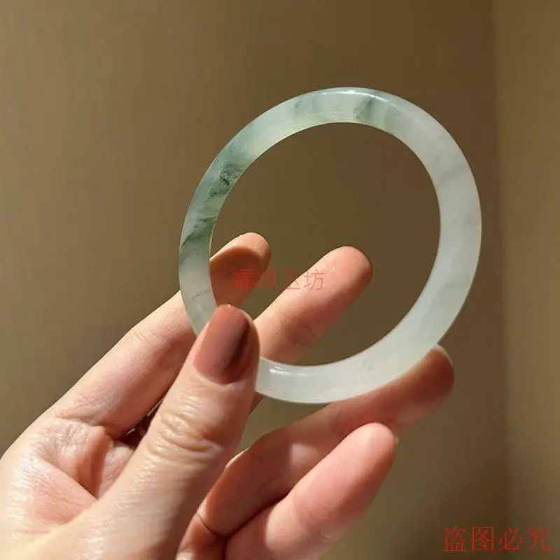 Tianshan , natural , -mountain semi-water spring green Xinjiang ice jade bracelet