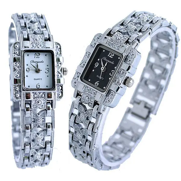 Montre à Quartz pour femmes, cadran rectangulaire, argent, acier inoxydable, cristal, à la mode, grandes relojes, offre spéciale