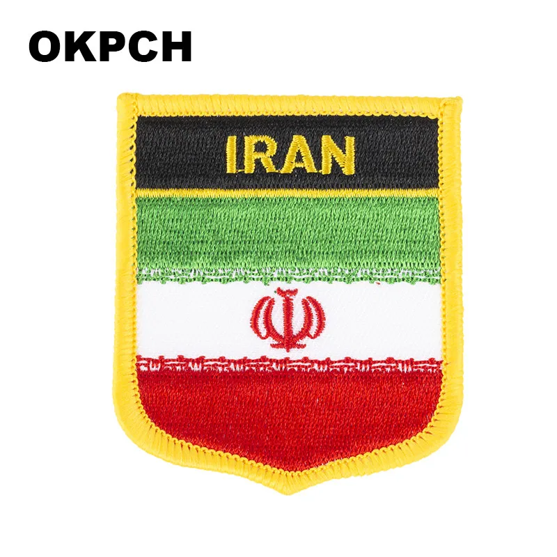 

Iran Flag Shield Shape Iron on Embroidery Patches Saw on Transfer Patches Sewing Applications for Clothes Back Pac