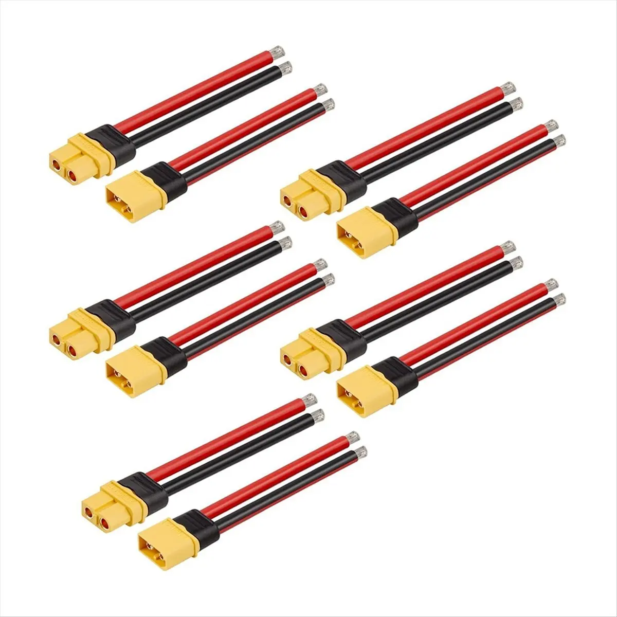ABIU 5 Pairs XT60 Plug Female and Male Connector with 100mm 10AWG Silicon Wire for RC Lipo Battery FPV Racing Drone