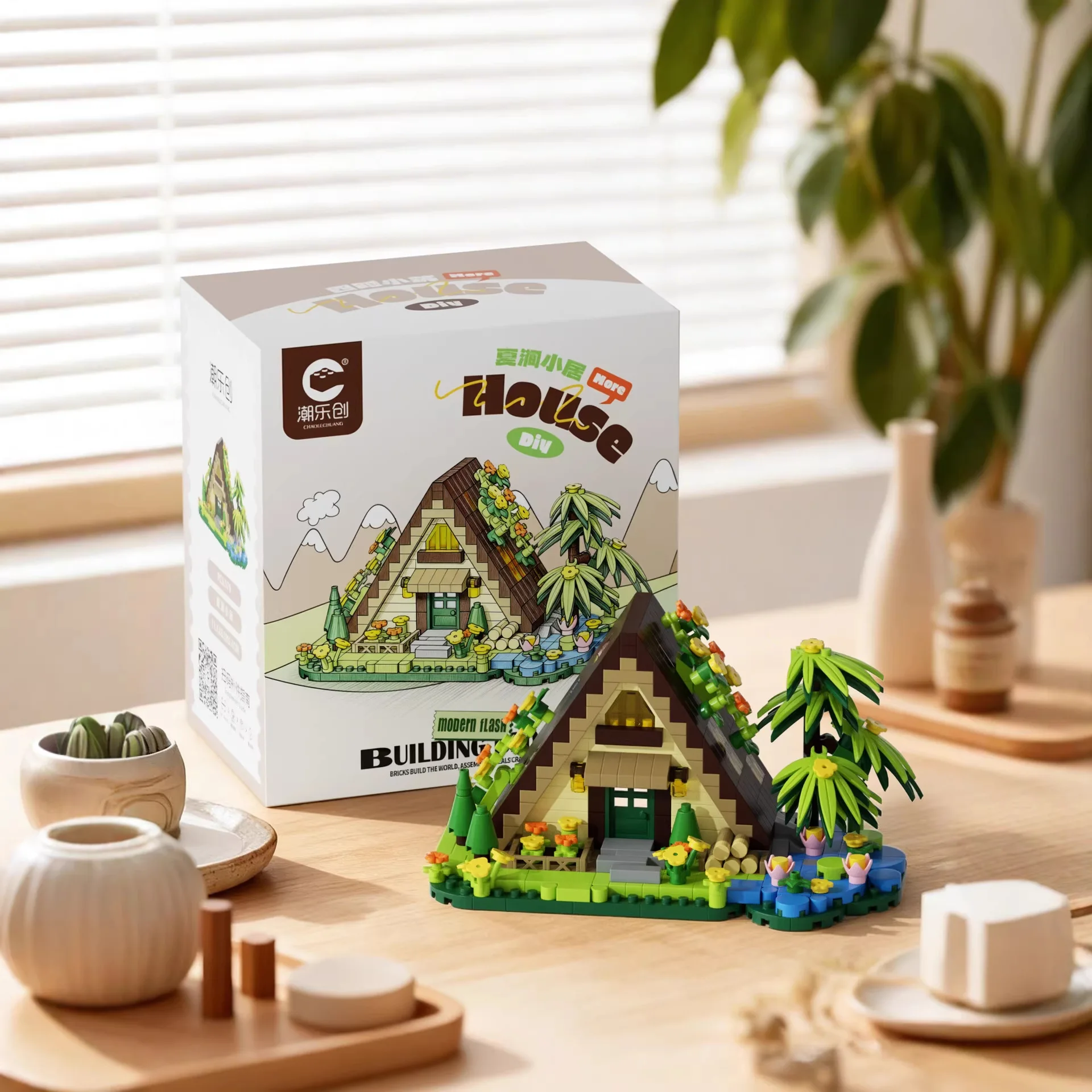 Creative Season Cabin Bricks Model Spring Summer Autumn Winter Building Blocks Mini Size Decoration Ornament Assemble Toys Gifts