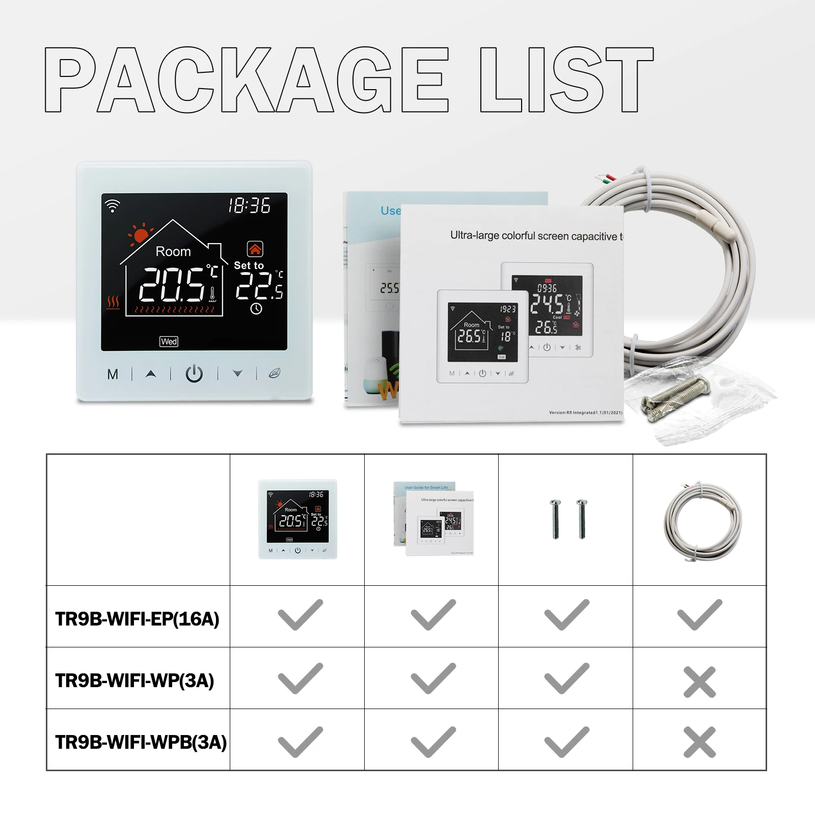 Beok-Tuya Smart Warm Floor Heating Gas Bomicrophone, ThermoandreWifi, Contrôleur de température, Salle programmable, Télécommande, Alexa