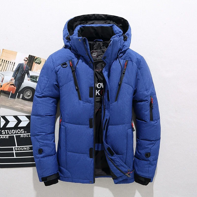 

Men's Thickened Outdoor down Jacket Winter Outerwear Coat Short Style Duck Feather Filling Vestible Corduroy Material