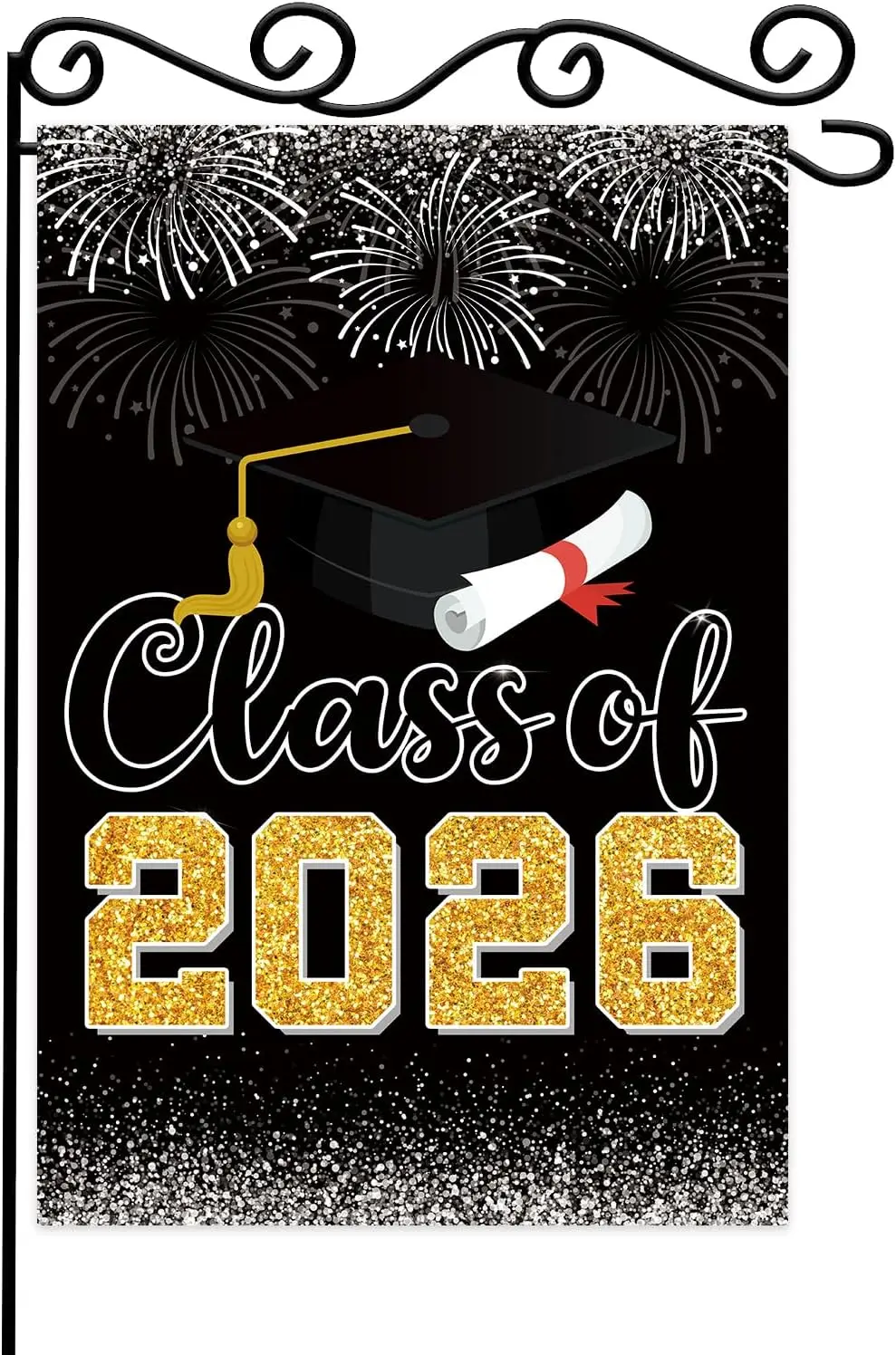 Class of 2026 Graduation Garden Flag,Black Congratulation Grad Yard Outside Home Decoration for High School, College,Univers MMZ