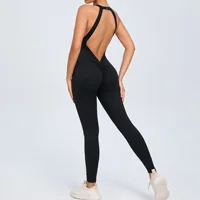 Sexy Hollow Backless Yoga Sport Jumpsuit Women Monkeys One Piece Gym Outfit Sleeveless Scrunch Fitness Overalls Workout Clothing - Image 3