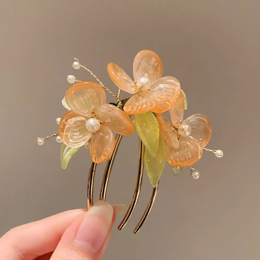 

Retro Hair Comb Chinese Style Hair Stick U Shape Flower Hanfu Hairpin Pearl Hair Sticks for Buns Cheongsam Accessories