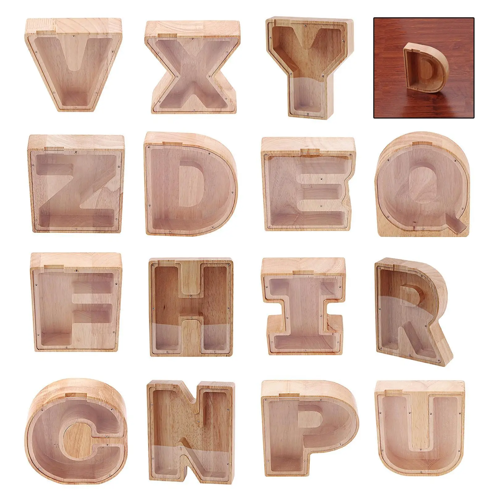 Wooden Piggy Letter Decor Letter-Shaped Custom for Wedding Fund Adults