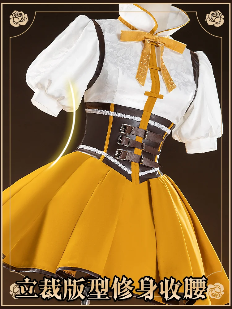 Tomoe Mami Cosplay Kostuum Puella Magi Madoka Magica Pruik Schoenen Lolita Kimono Uniform Halloween Christmas Party Maskerade Anime