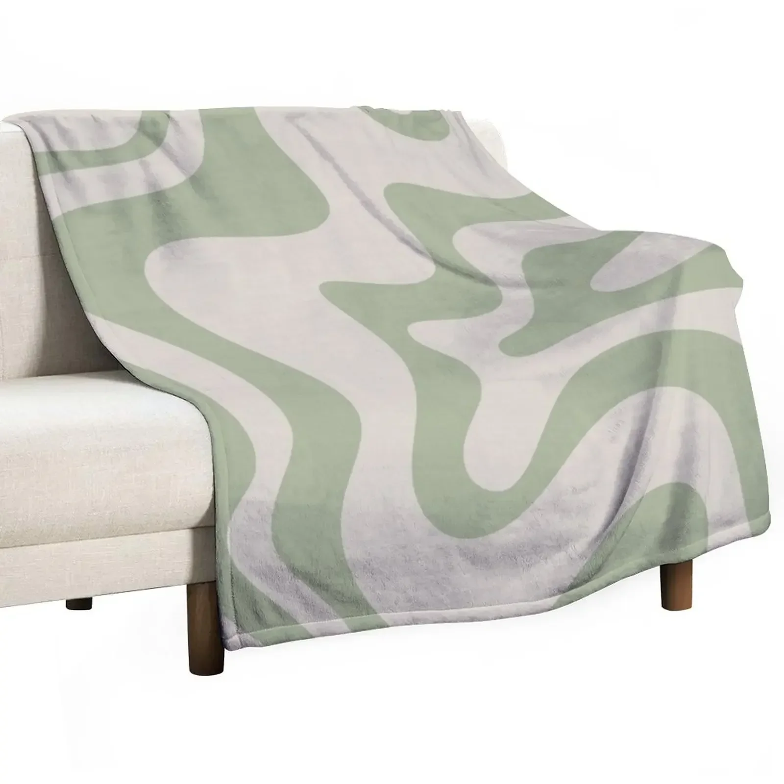 

New Liquid Swirl Contemporary Abstract Pattern in Sage Green and Beige Throw Blanket Bed covers for babies Luxury Blankets