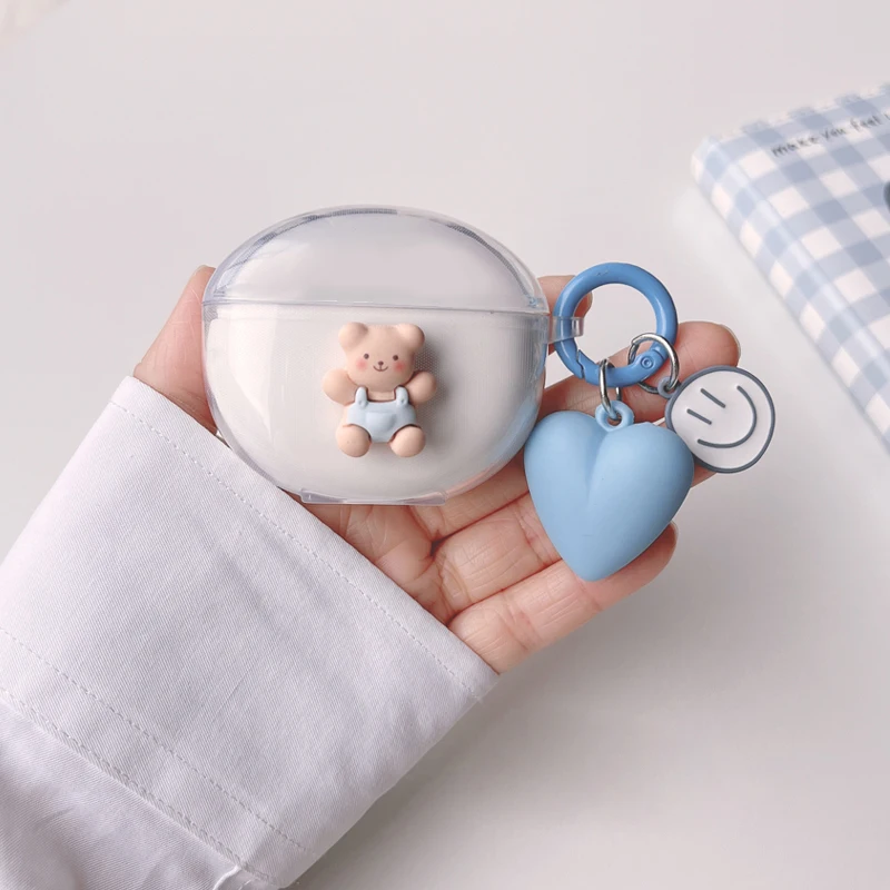 For Sony WF-C500 /WF-1000XM4/ XM3 Case Cute Bear / Cartoon Animal Cover Silicone Transparent Earphone Cover with Keychain