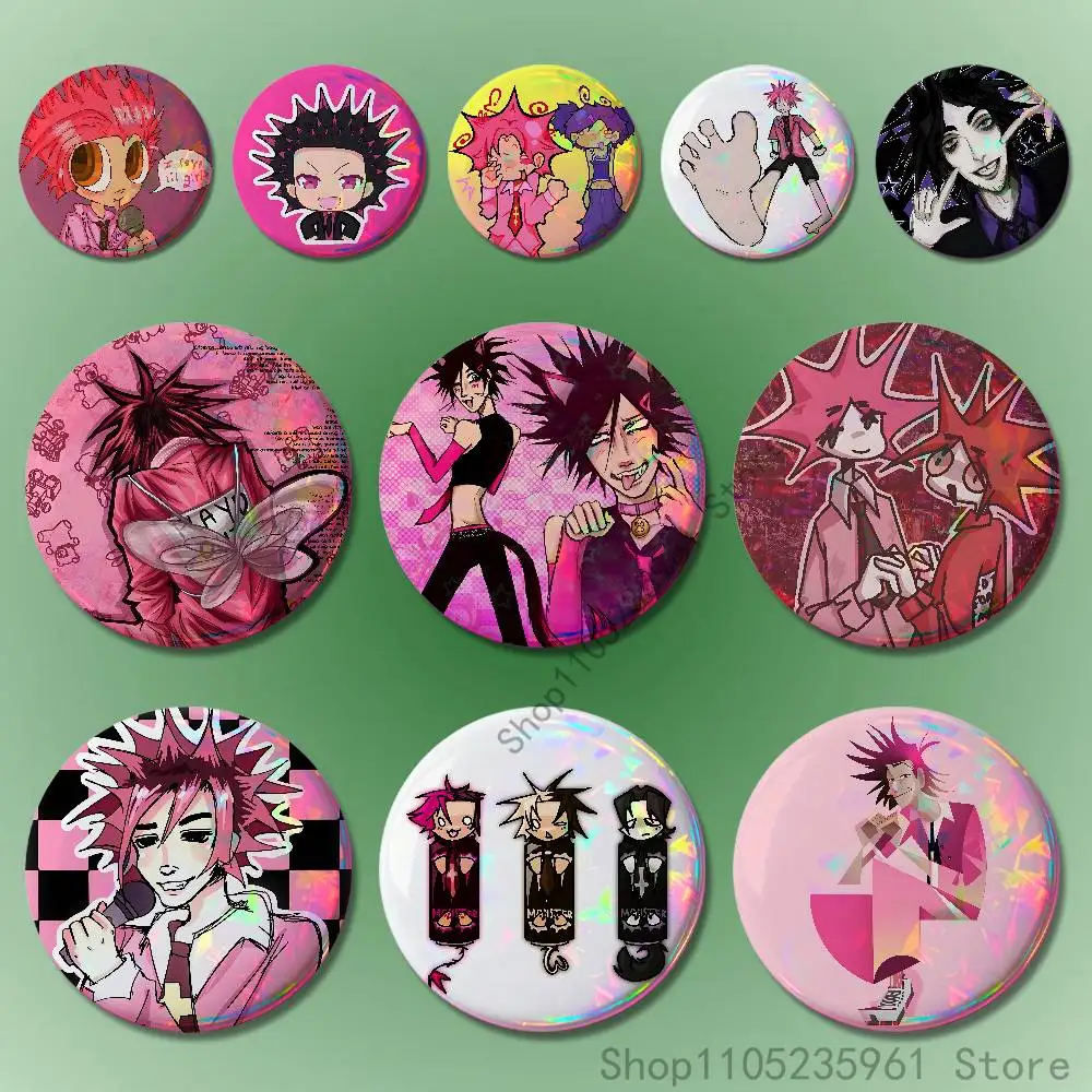 

J-Jimmy Chibi 58mm 44mm HD Print Brooch Badges Pretty Derby Round Display Brooches Lapel Pins Custom