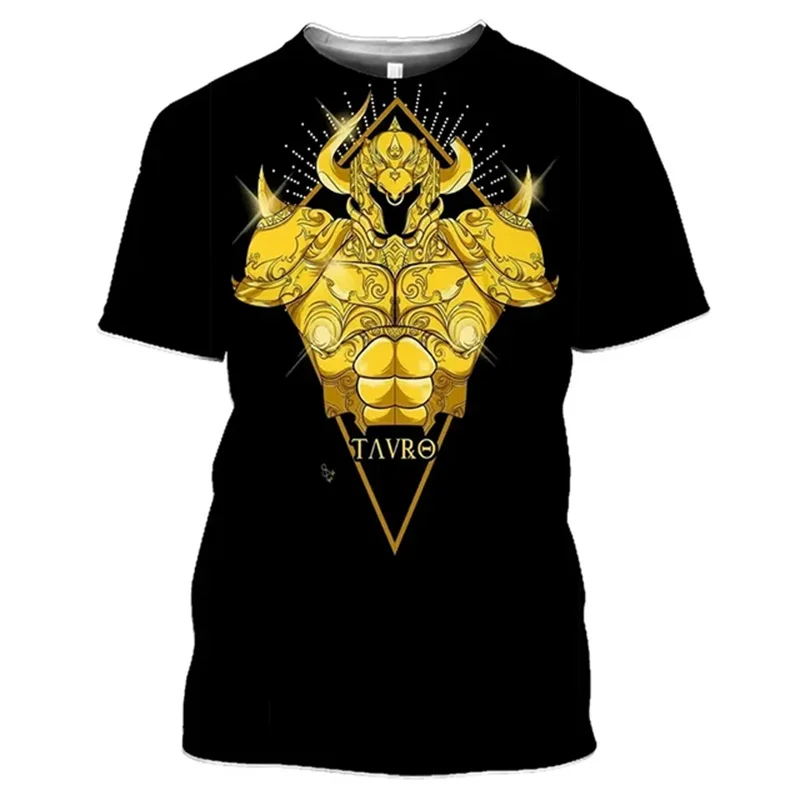 Men's Summer T-shirt Gold Armor 3D Printed Pattern Loose and Comfortable High Quality O-Neck Fashion Daily Casual Men's Tops