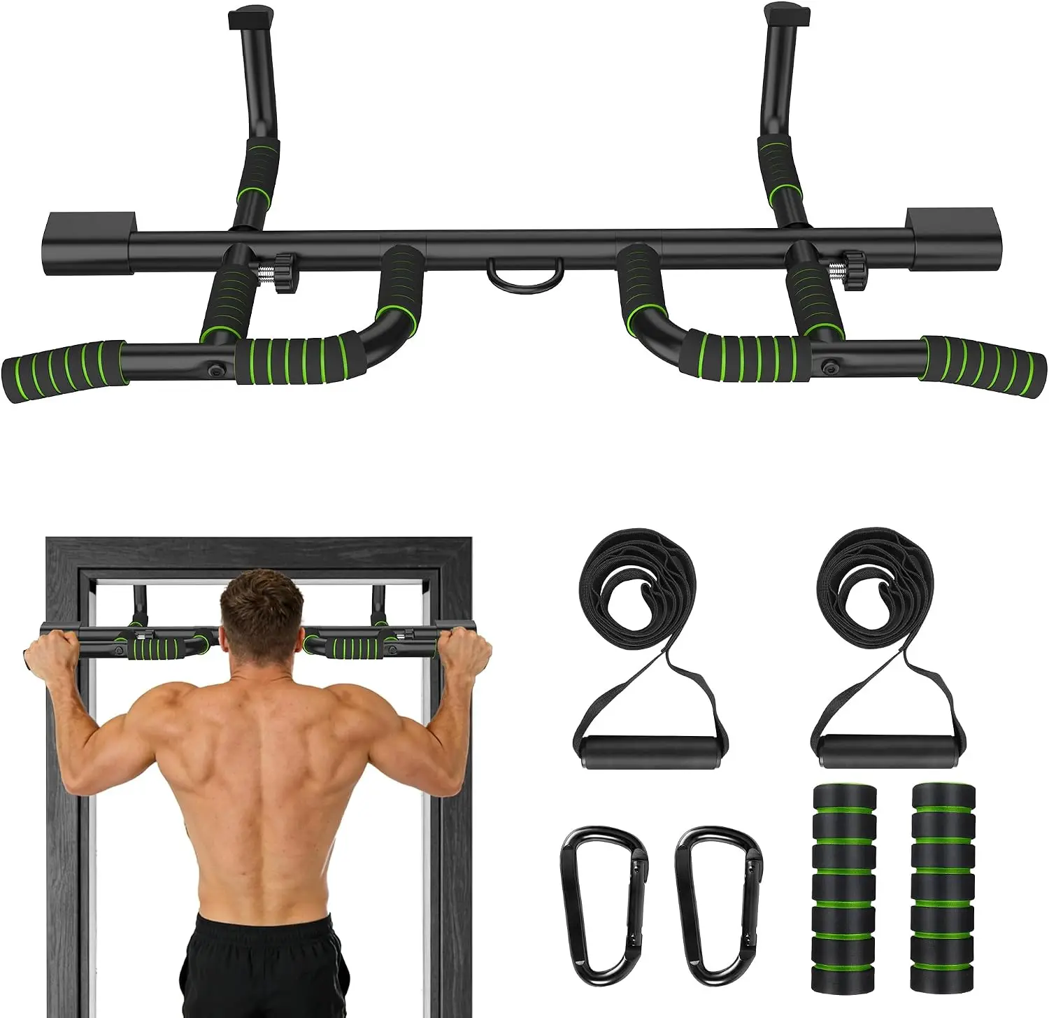 Pull-Up Bar for Doorways, 440 lb Capacity, Carbon Steel, No Drilling Required