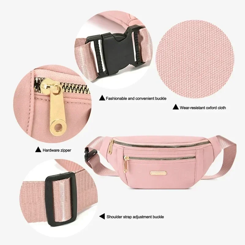 Waist Bags for Women Oxford Leisure Color Waist Bag Shoulder Crossbody Chest Bags Handbags All-match Messenger Belt Bags