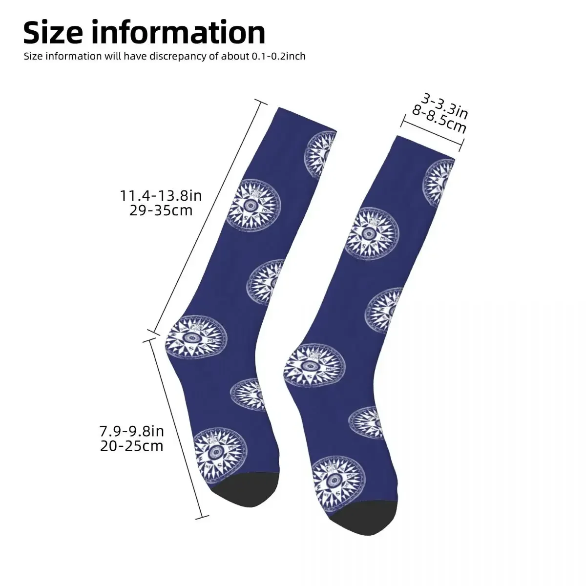 Nautical Compass Socks Harajuku Sweat Absorbing Stockings All Season Long Socks Accessories for Man's Woman's Gifts