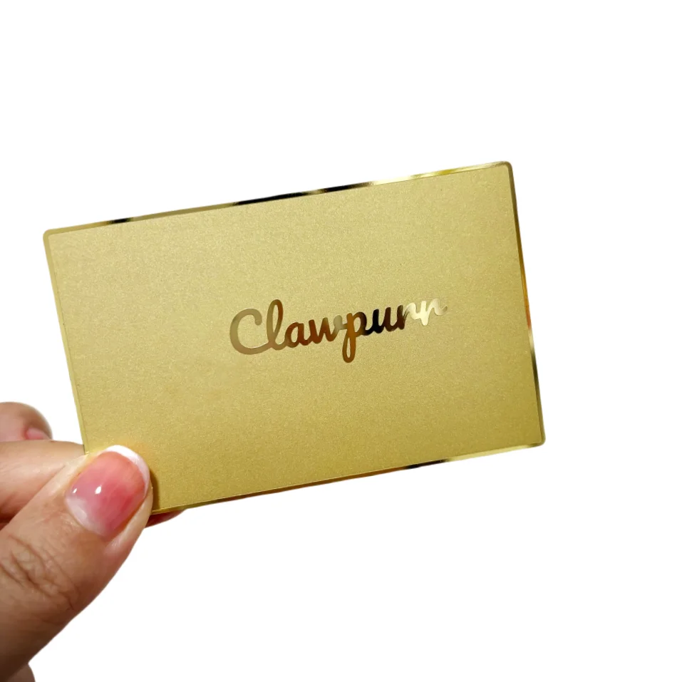Customized inquiry High Quality Premium Gold Metal Business Card Logo Embossed Metal Mirror Engraved Business Card Gold