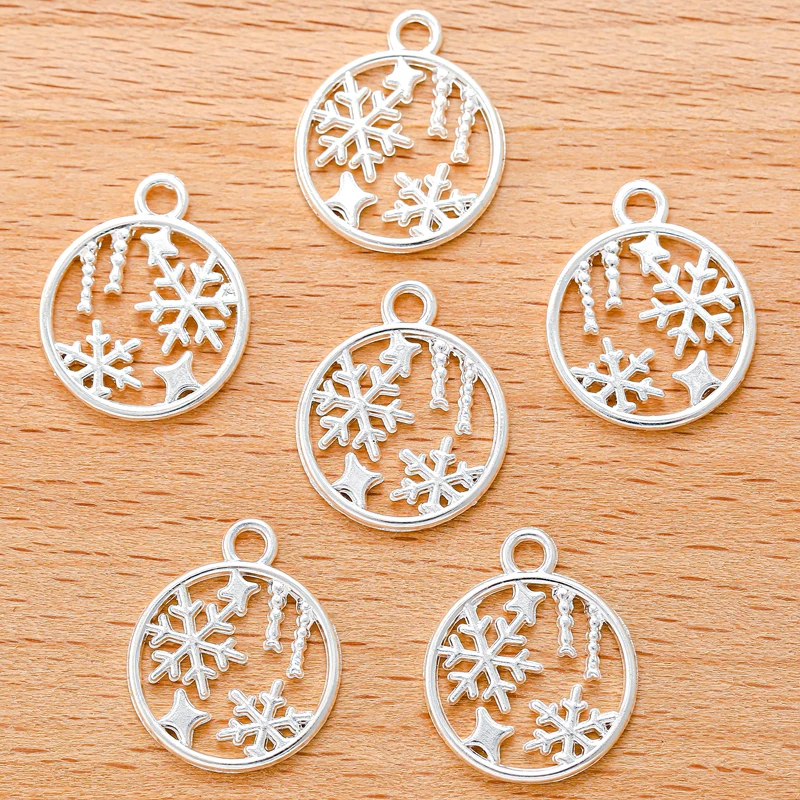 20pcs 4 colors 19*16mm small snowflake Charms for Necklace Beads Pendants DIY Handmade Jewelry Making accessories L516