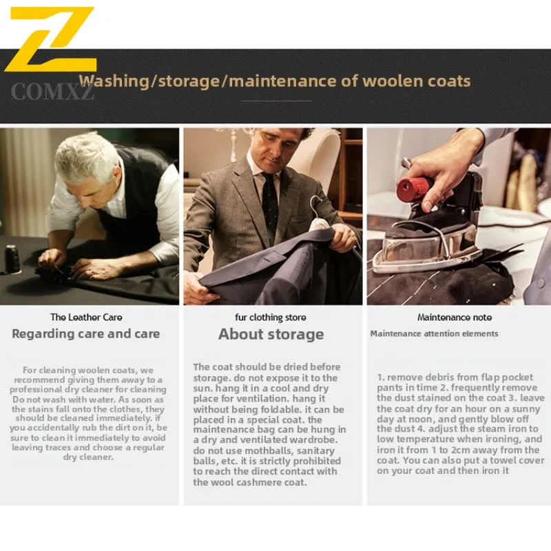 COMXZ Autumn Winter Wool Coat Men Long Middle Aged Mens Business Thick Wool Trench Coat