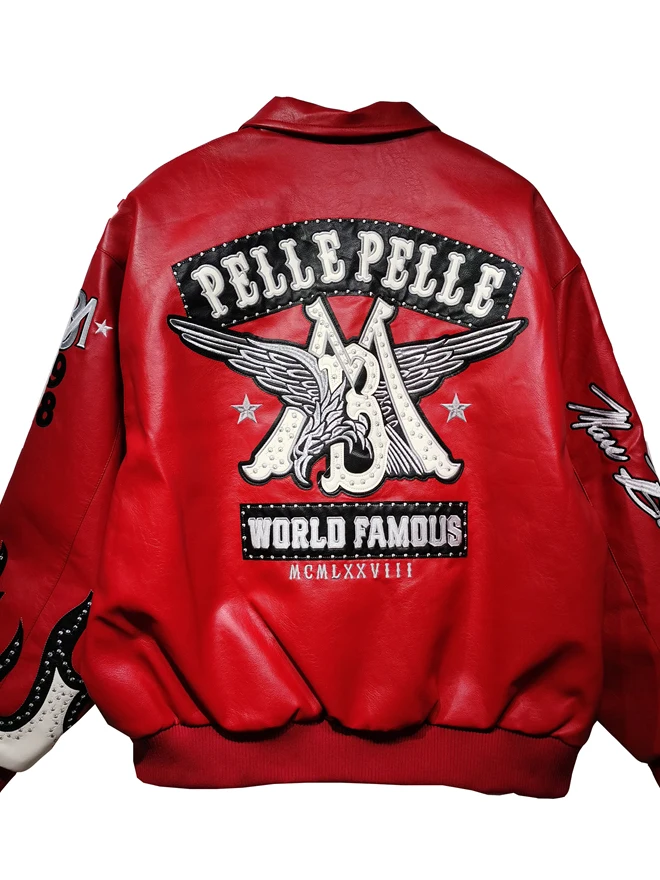 

Loose American High Street Baseball Jaet Autumn Winter Eagle Embroidery Leather Sve Trendy Brand Motorcycle Outerwear