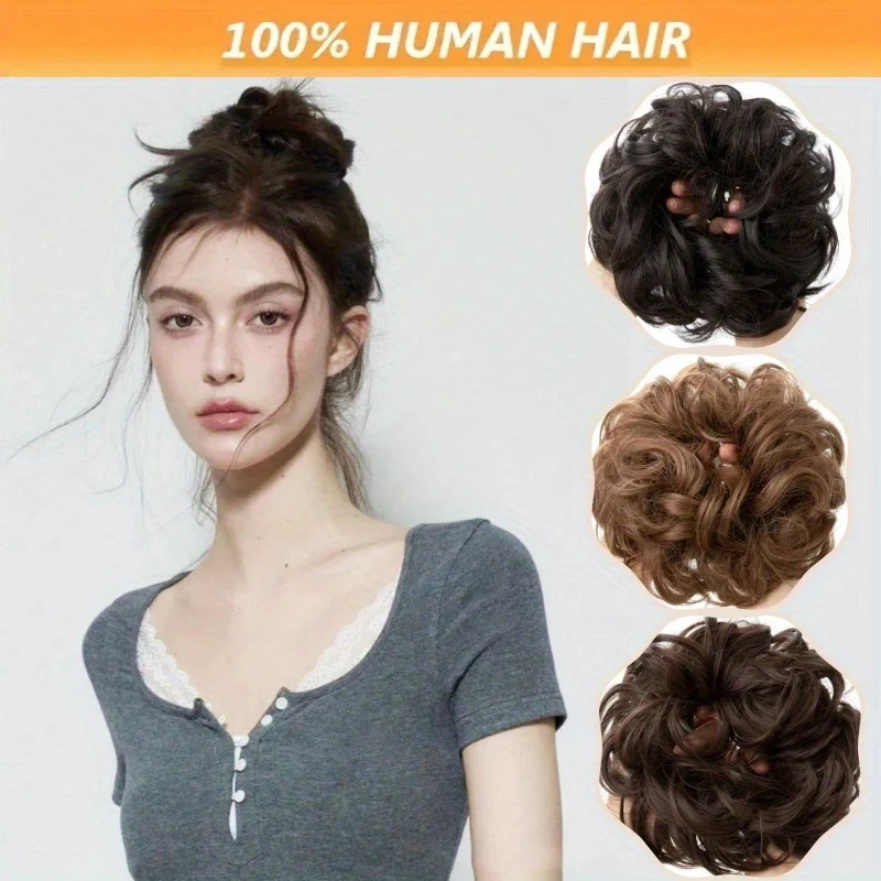 100% شعر بشري مجعد فوضوي كعكة أوبدو للنساء شعر مرن ناعم Chignon متعدد الاستخدامات كعكة شعر سهلة تصفيفة الشعر