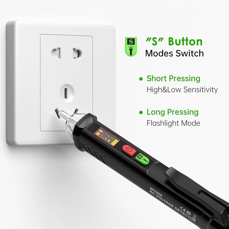 Voltage Tester With LED Digital Display, Dual Range 12-1000V AC/48-1000V AC, Non-Contact Electrical Tester Pen
