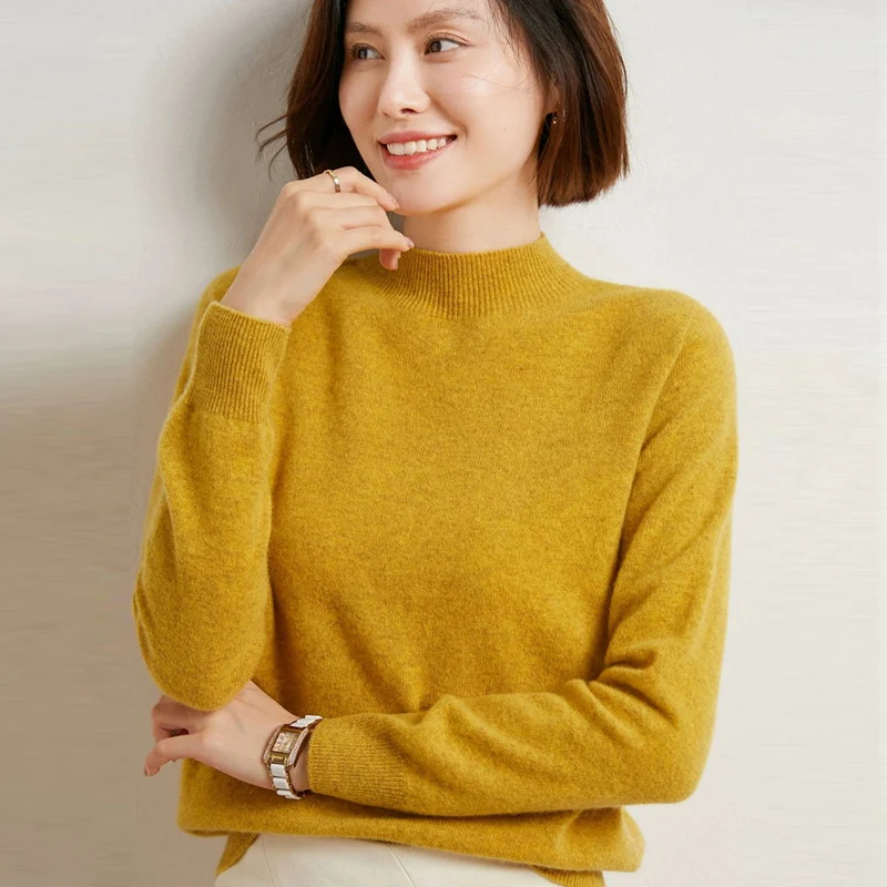 

In autumn and winter, the new semi-high-necked ladies sweater bottoming pullover sweater slim sweater is versatile.