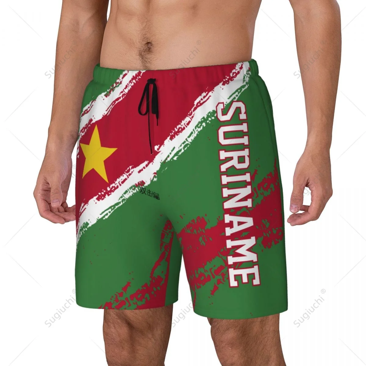 Suriname Feel-Short de bain pour homme, short de natation, short de surf, doublure de compression, séchage rapide, 2 en 1, document 3D