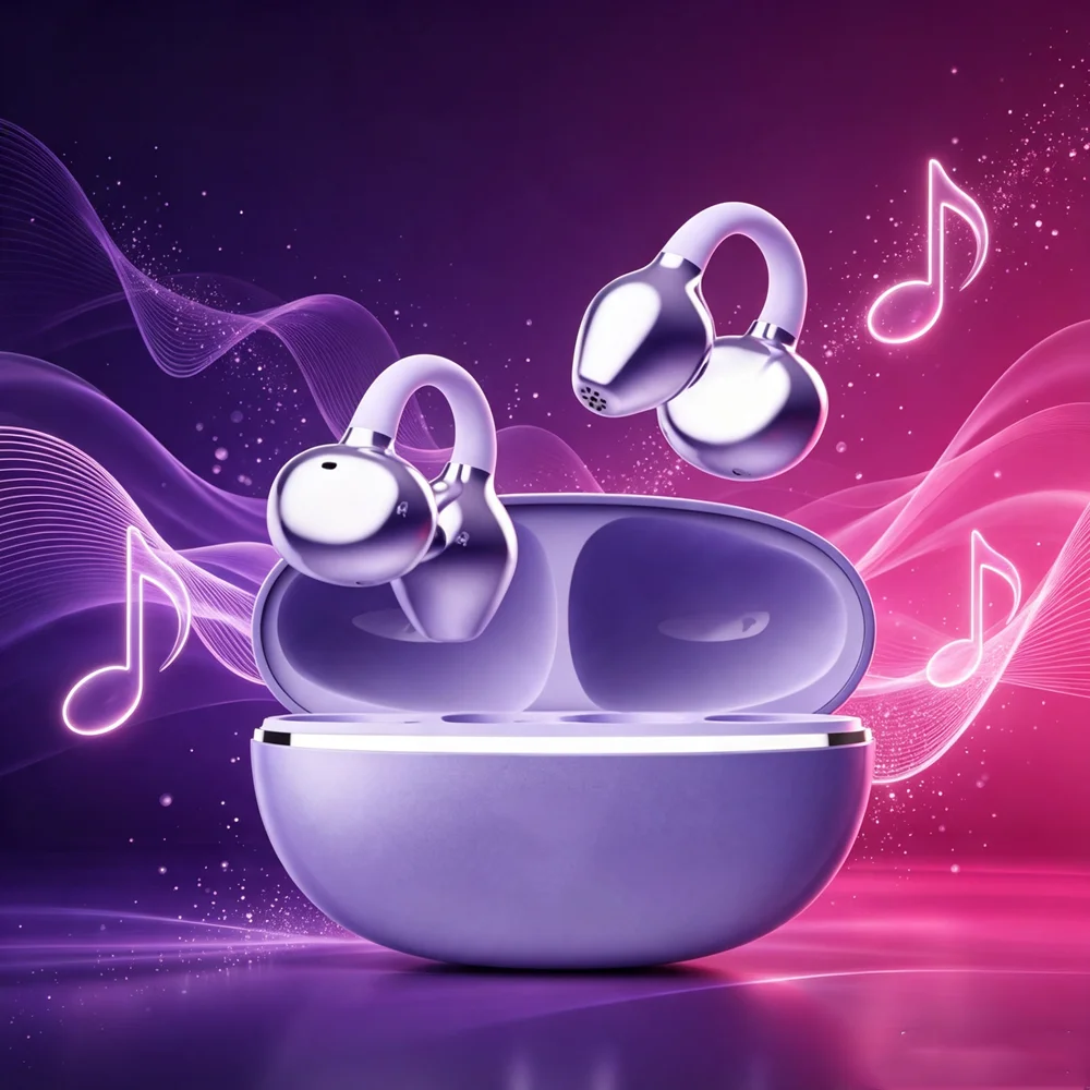 Ear Clip Earphone Open Ear Sports Wireless Bluetooth Headphone Touch Control ENC Noise Cancelling Headset With Mic
