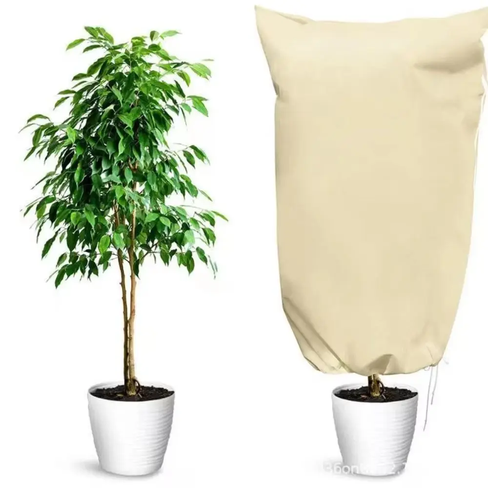 

80x120cm Winter Plant Warm Cover Nonwoven Fabric Breathable Winter Plant Protection Bag Zip Drawstring White