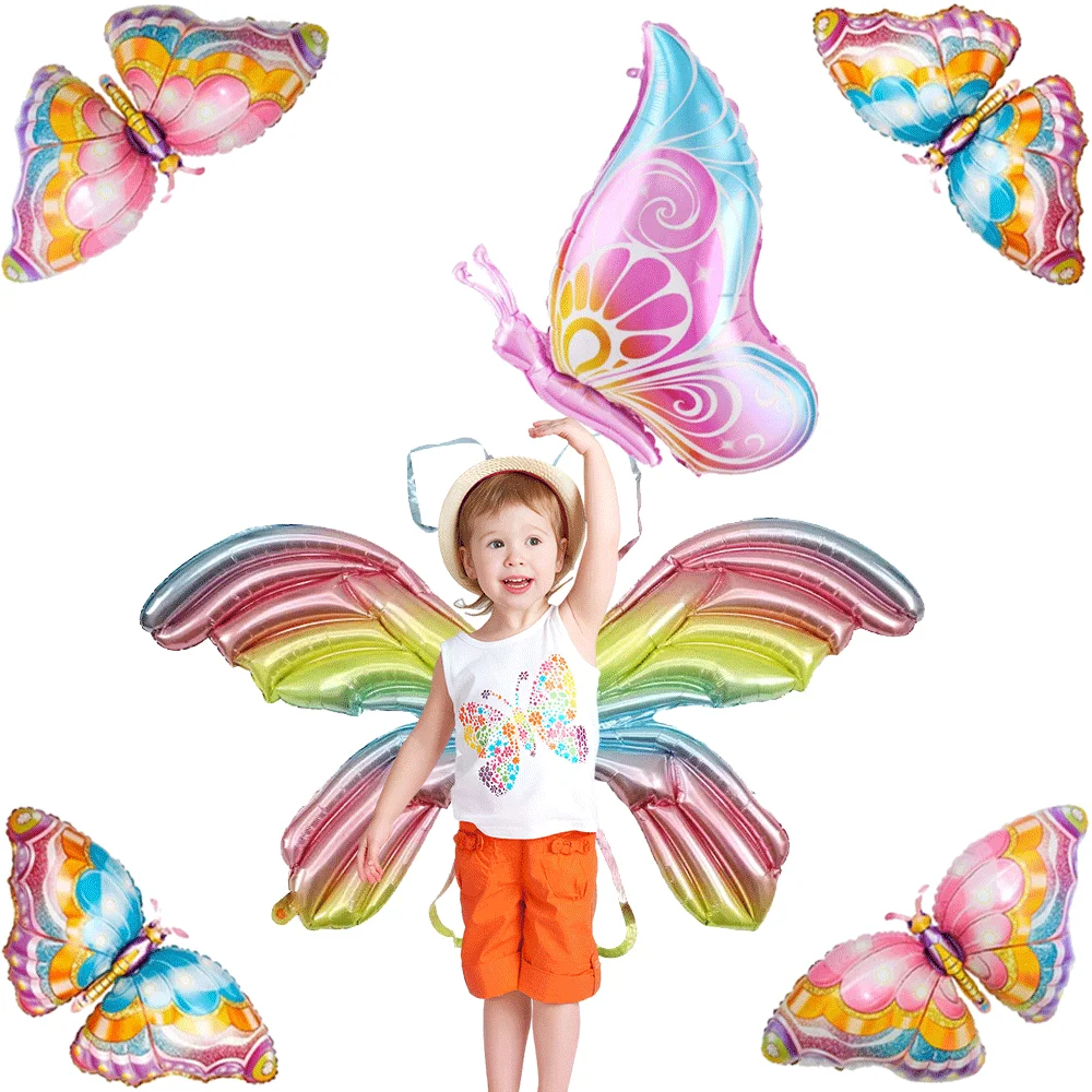 Colorful Large Butterfly Foil Helium Balloon Wearable Butterfly Wings for Wedding Baby Shower Birthday Party Decoration Kids Toy