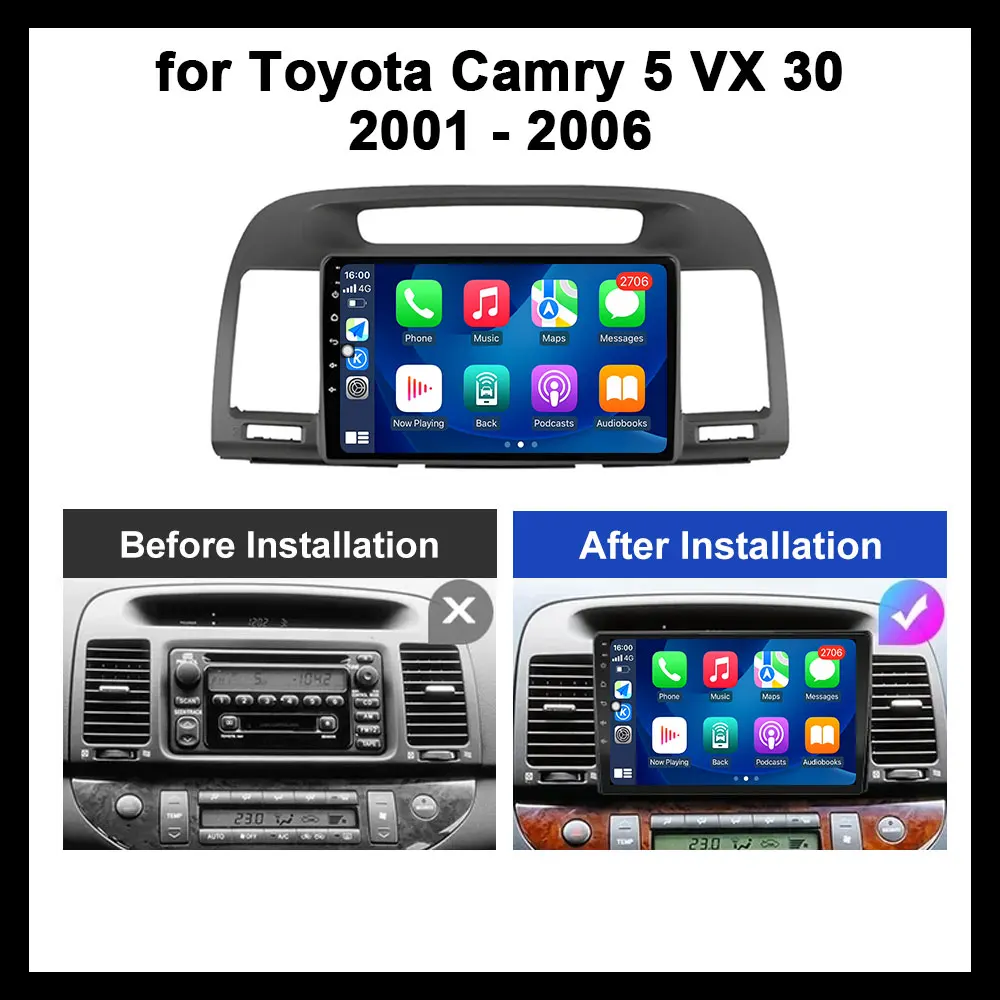 Sistema operativo Android per Toyota Camry 5 VX 30 2001 - 2006 GPS Navi Autoradio Lettore multimediale Wireless Carplay BT 4G DSP Unità principale