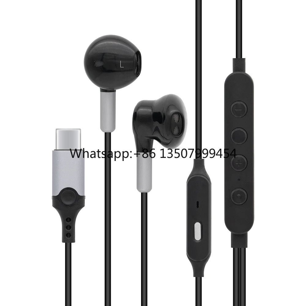 

USBC AI ENC Wired Headphone with MIC Noise Cancellation Gaming Calling Semi in Ear Android White Black Color 1.2M