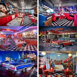 50's Diner Room Bar Vintage diamond painting 5d DIY Rock Roll Diner Car Cross Stitch Embroidery Rhinestone Picture Party Decor