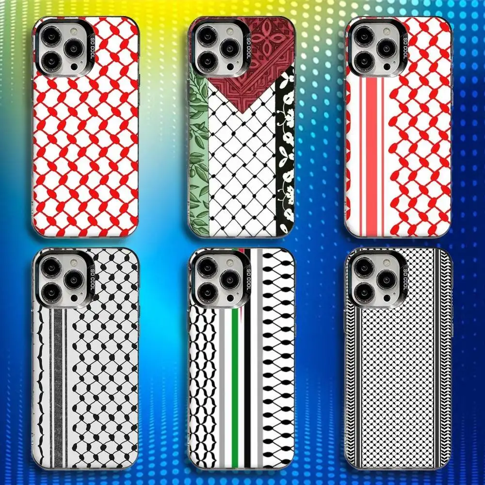 

P-Palestine-S Keffiyeh Phone Case For iPhone 16,15,14,13,12,11,Mini,Pro,SE,MAX White Matte Shockproof Cover