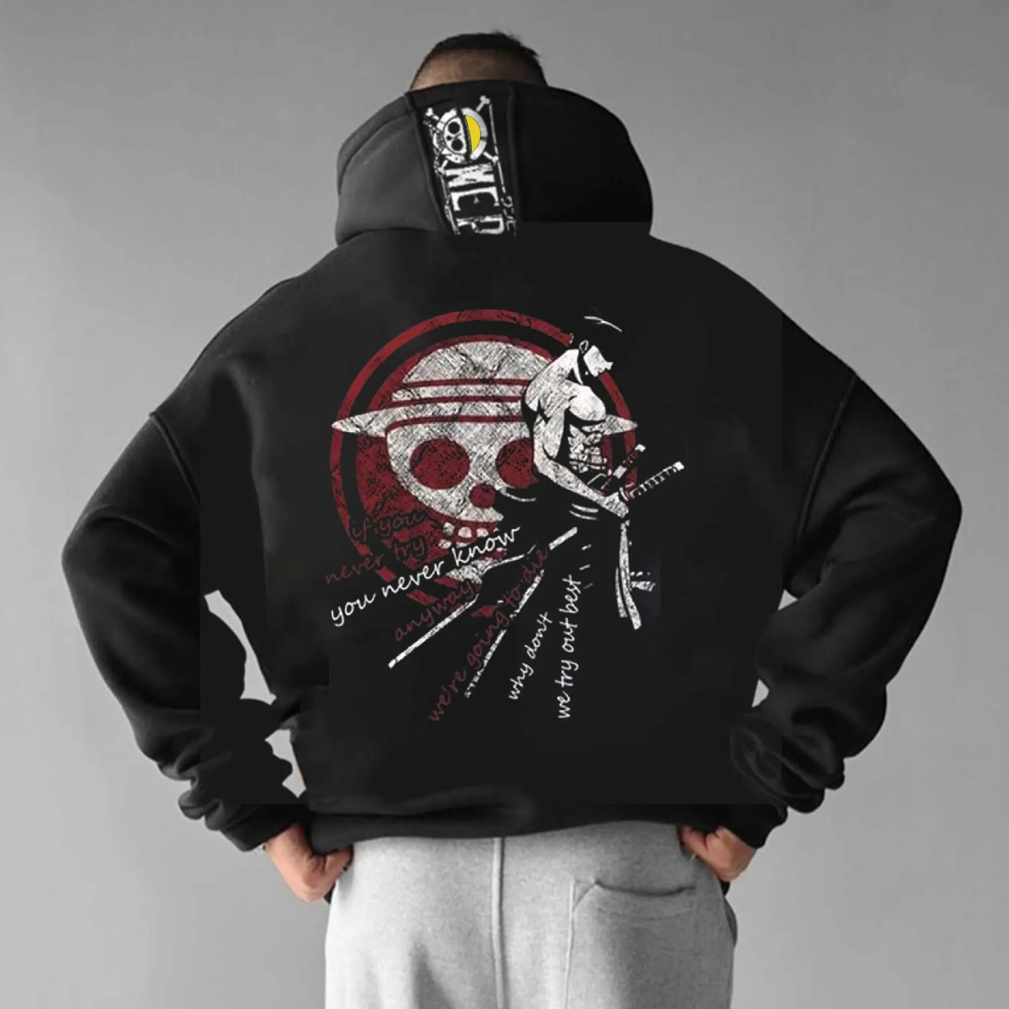 قطعة واحدة وسيم سورون الرسوم المتحركة الطباعة الخريف والشتاء الرجال والنساء معطف شتاء عرض خاص بلون هوديي