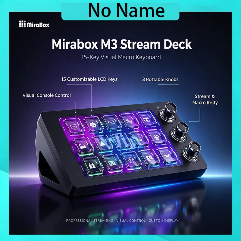 Mirabox M3 Stream Deck Visual Console Macro Keyboard 15 LCD Keys 3 Knobs Customizable for PC Gaming Streaming Content Creation