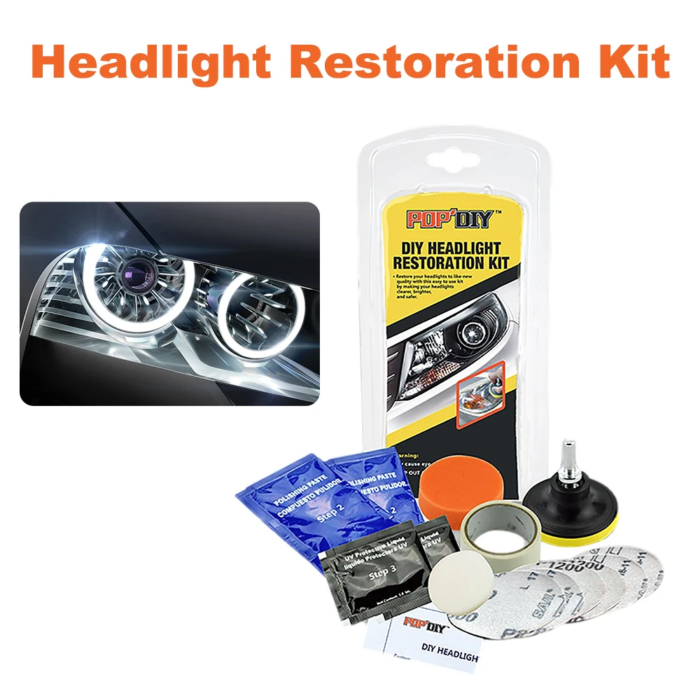 16pcs Car Headlight Lens Restoration Polishing Cleaning Tool Repair Tool Car Wash Maintenance Headlight Assembly Repair Kit