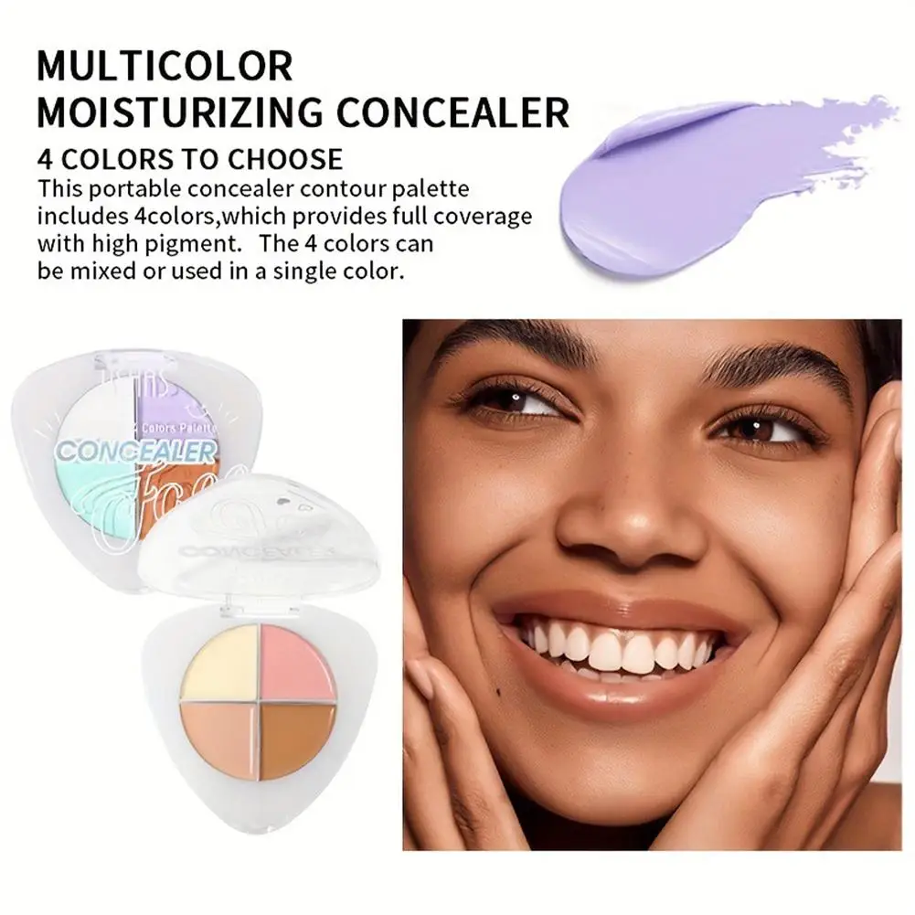 4 Kleuren Concealer Waterdicht Lang Verblijf Lichtgewicht Concealer Paleta Concealer Make-Up Palet Oogschaduw Professionele Foundaa R4m3