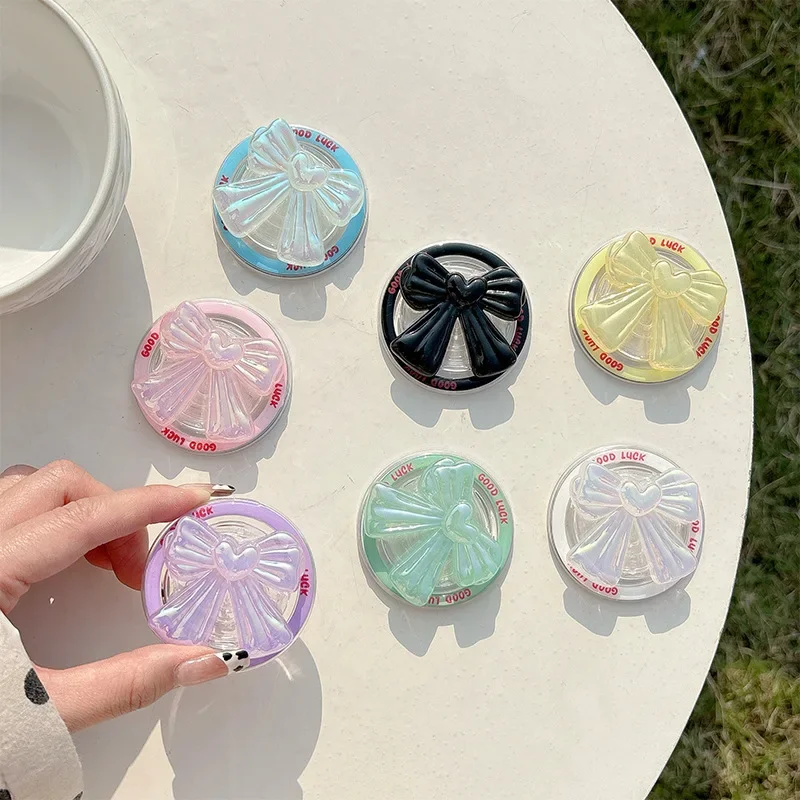 

Y2K лазерный бант универсальный магнитный Griptok для Magsafe Grip Tok подставка для iPhone чехол для беспроводной зарядки держатель кольцо подарок