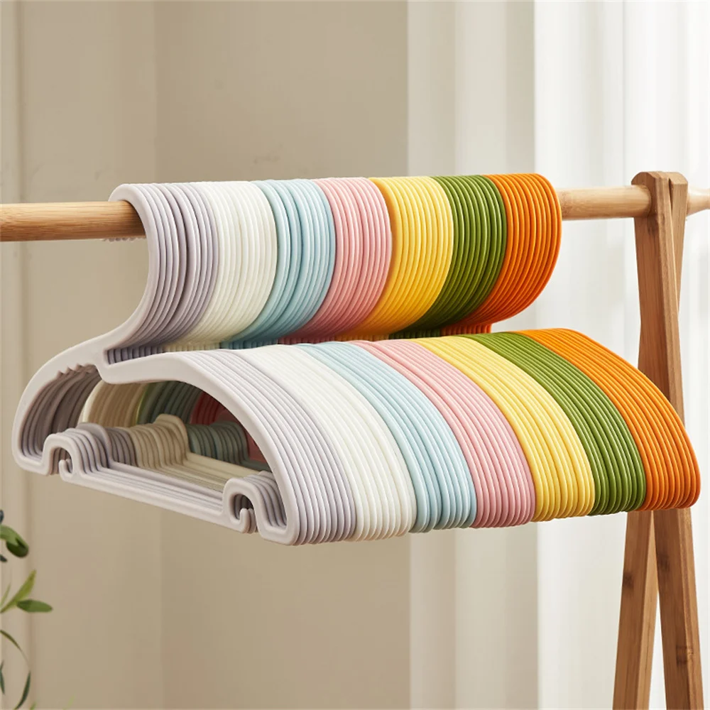 10pcs Clothes Hanger Japanese-Style Gooseneck Hanger Seamless Drying Holder Drying Rack Clothes Hanger Space Saving Plastic Rack