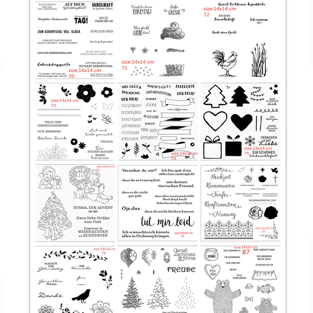 

CustomGerman Words Rubber Silicone Clear Stamps For Scrapbooking Tampons Transparents Seal Background Stamp Card Making Diy
